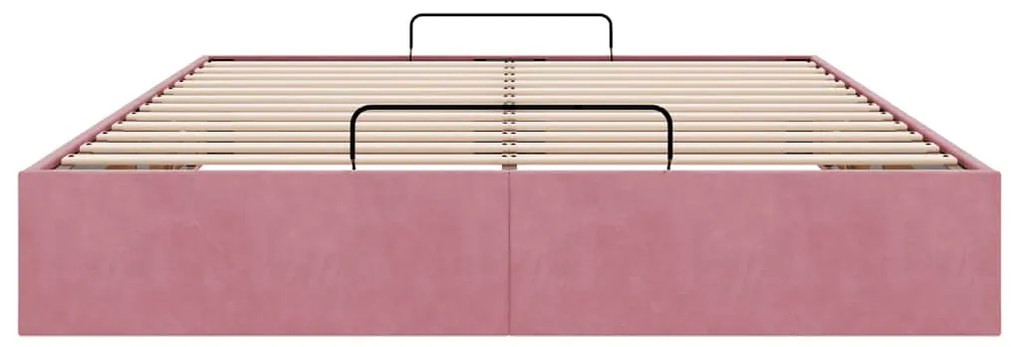 Estrutura de cama otomana sem colchão 140x190 cm veludo rosa