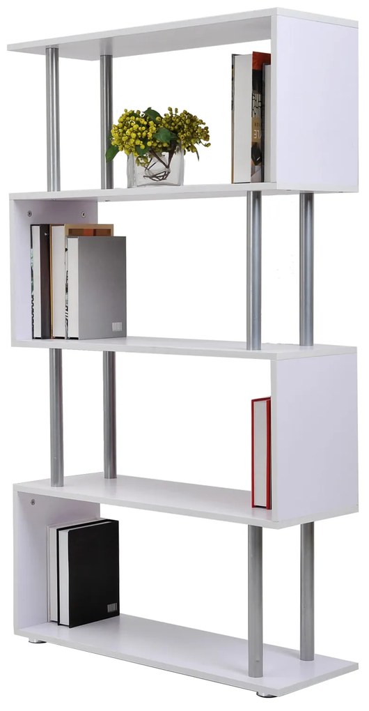 Livraria Mobiliário de Escritório Estante - Cor: Branco - Madeira e Metal – 145 x 80 x 30 cm