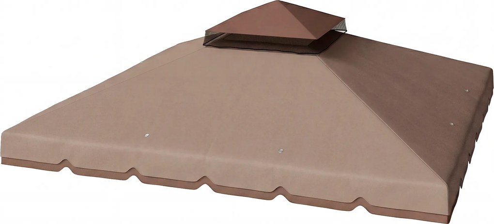Outsunny Toldo de Substituição 3x3 m com Teto Duplo Orifícios de Drenagem e UPF 30+ Apenas Toldo NÃO Inclui Estrutura Caqui | Aosom Portugal
