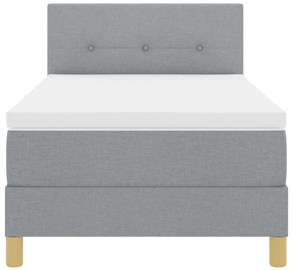 Cama Box Spring com Colchão Cinza Claro 90x200 cm Tecido