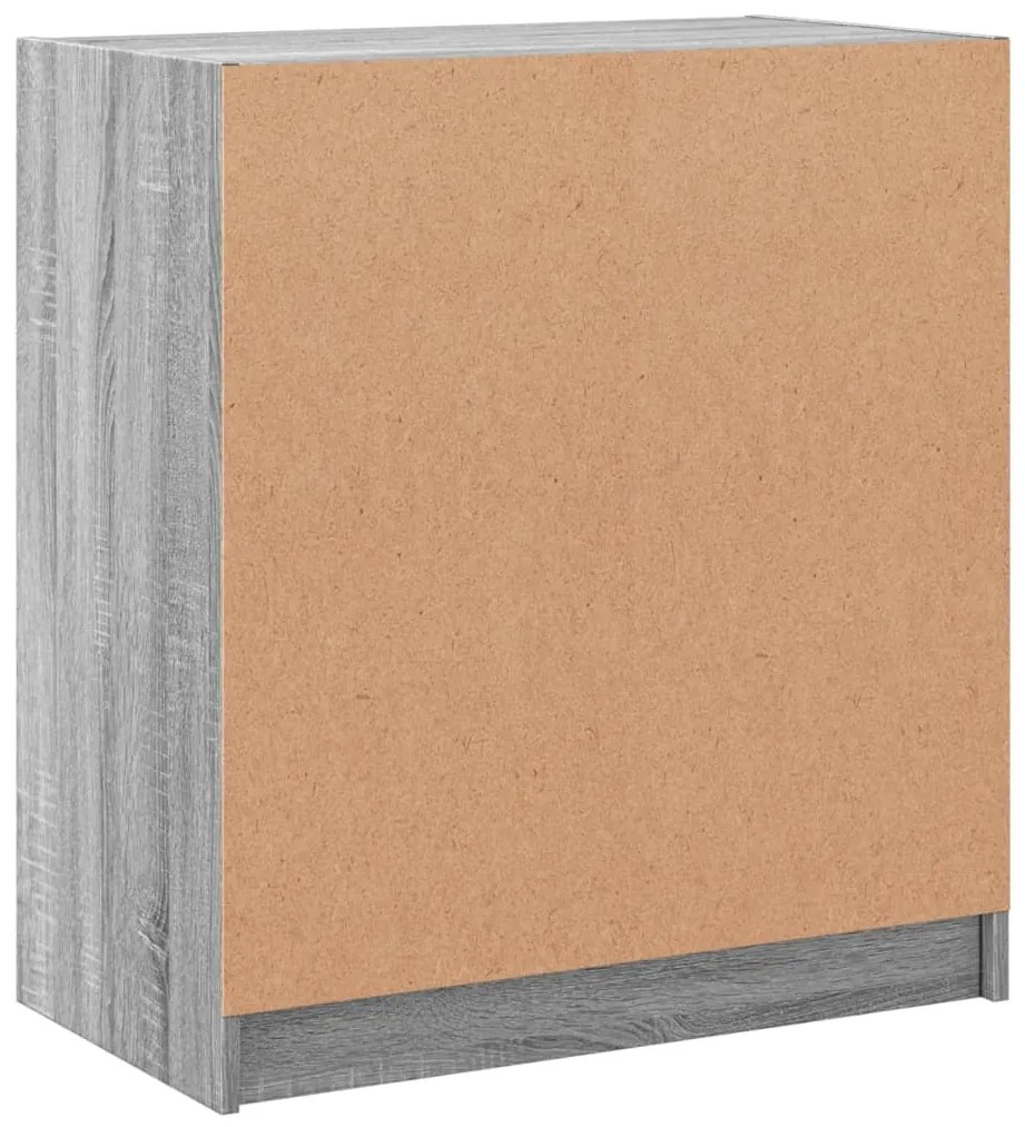 Armário de apoio c/ portas de vidro 68x37x75,5 cm cinza sonoma