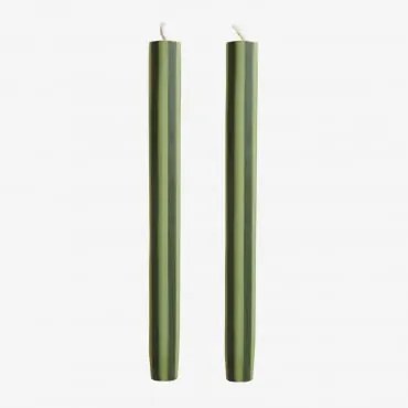 Pack De 2 Velas Decorativas Soraia Verde Lima - Verde Oliva Intenso - Sklum