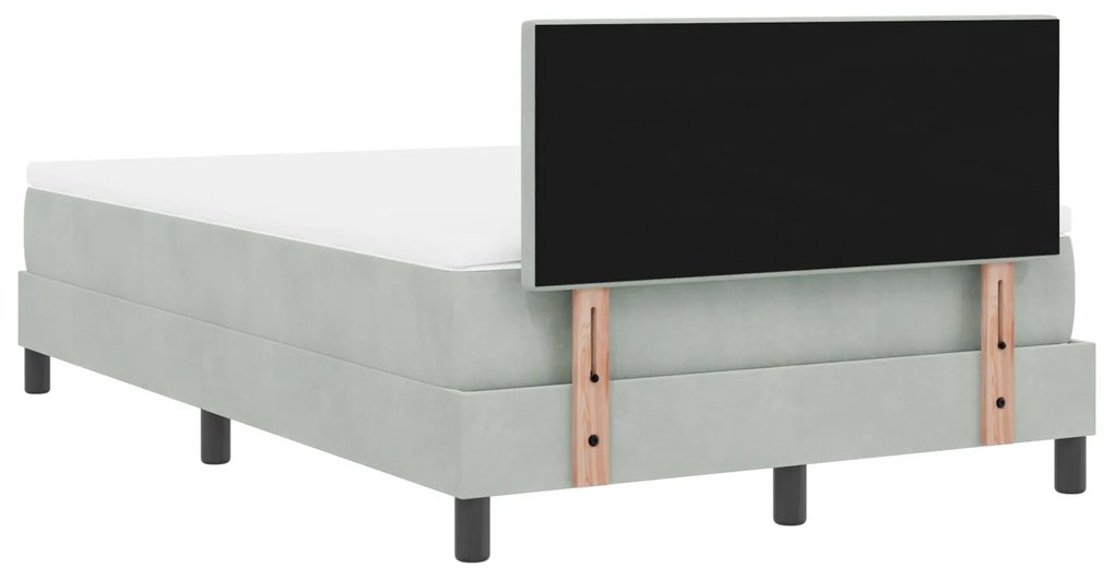 Cama Box com Colchão vidaXL Cinza Claro 120x200 cm Veludo