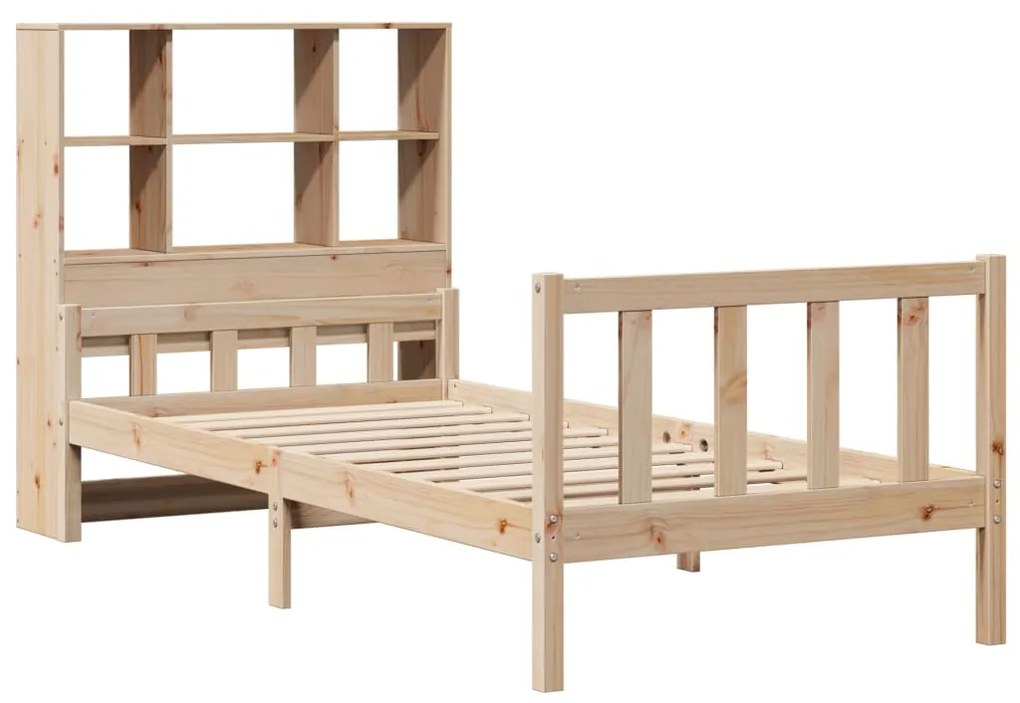 Cama com estante sem colchão 100x200 cm pinho maciço