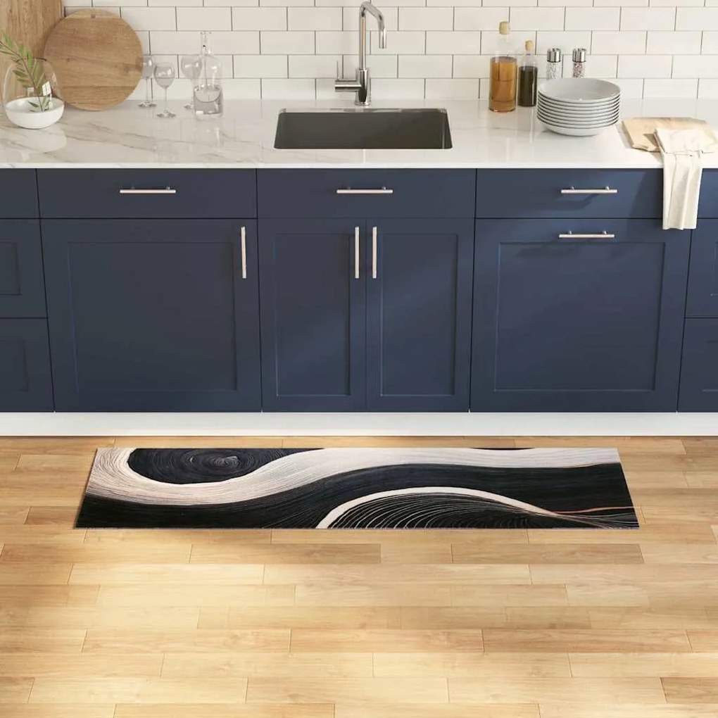 vidaXL Tapete de Cozinha Other Onda 45 x 150 cm Veludo