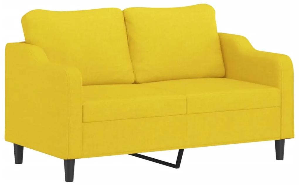 3 pcs conjunto de sofás com almofadões tecido amarelo-claro