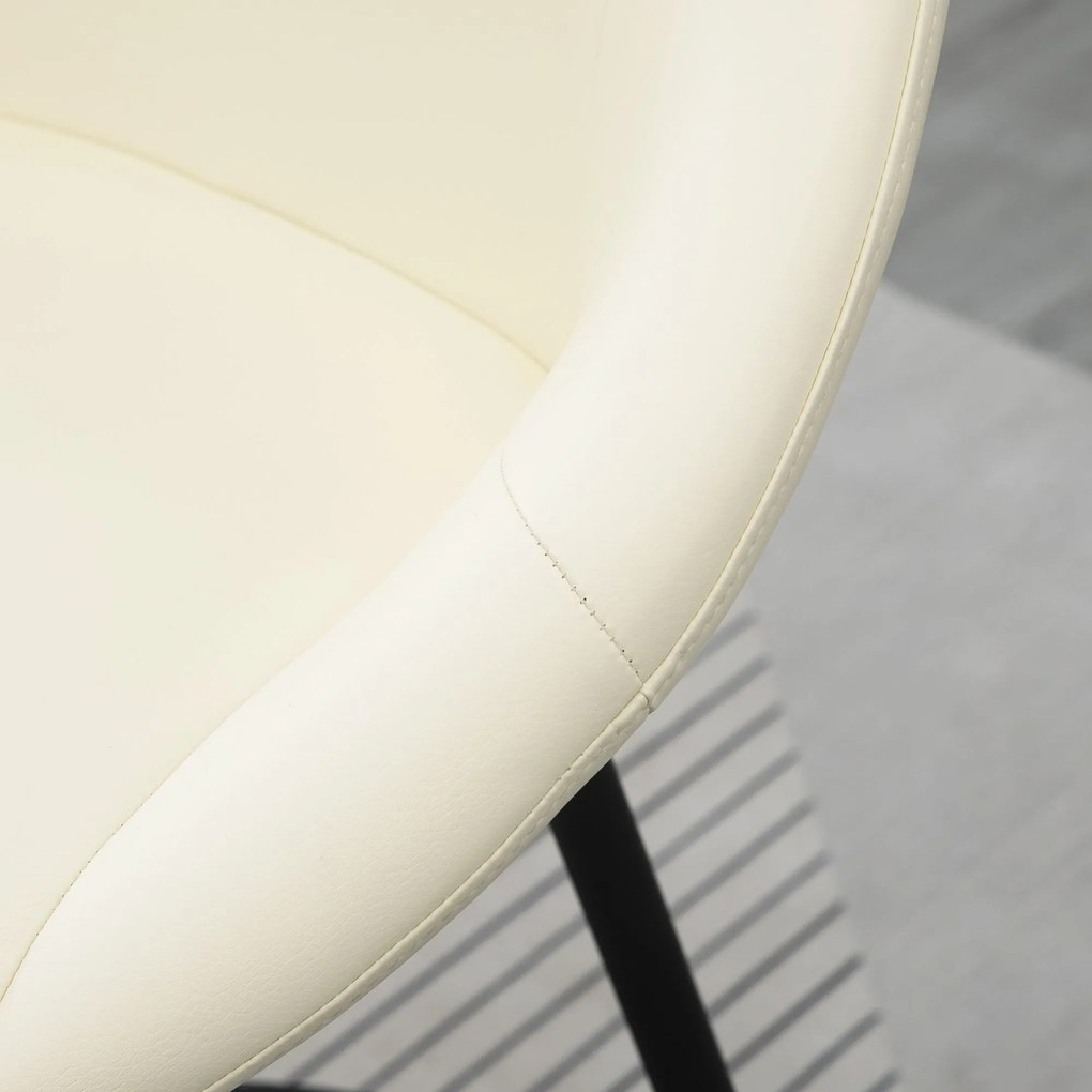 HOMCOM Conjunto de 2 Bancos Altos de Cozinha Estofados em PU Bancos de Bar com Base Antiderrapante e Apoio para os Pés Estilo Moderno Carga Máxima 120kg 54x48,5x96cm Creme