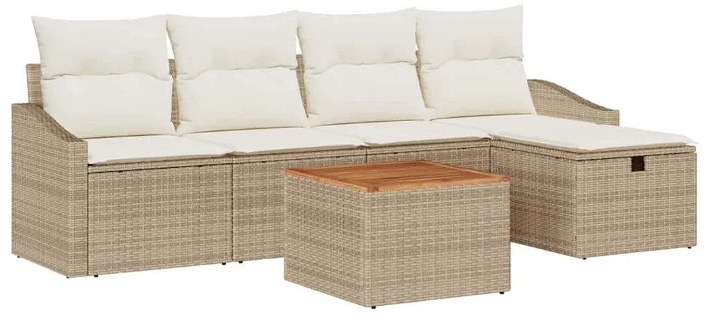 Conjunto Sofá Jardim Almofadas Bege 6 Peças