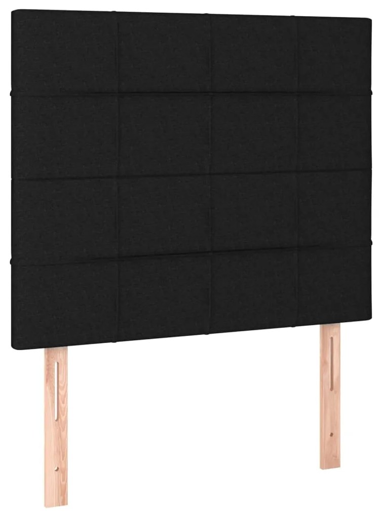 Cabeceira de cama c/ LED tecido 90x5x118/128cm preto