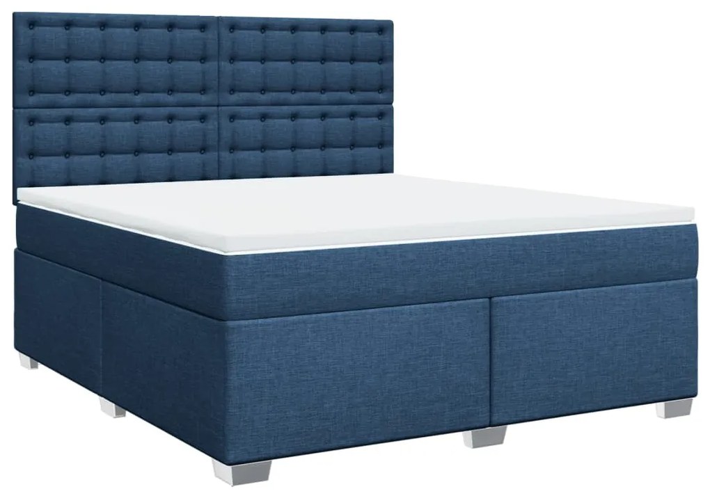Cama com molas/colchão 180x200 cm tecido azul