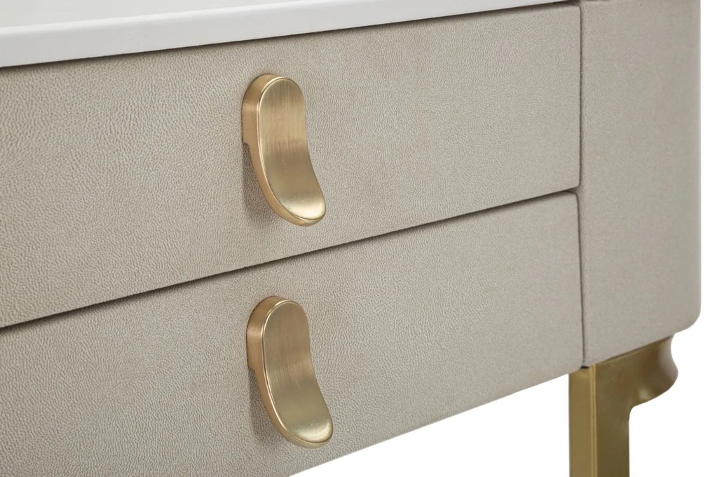 MESA CONSOLA COM 2 GAVETAS BEAUTY 70X40X80 CM CREME E DOURADO