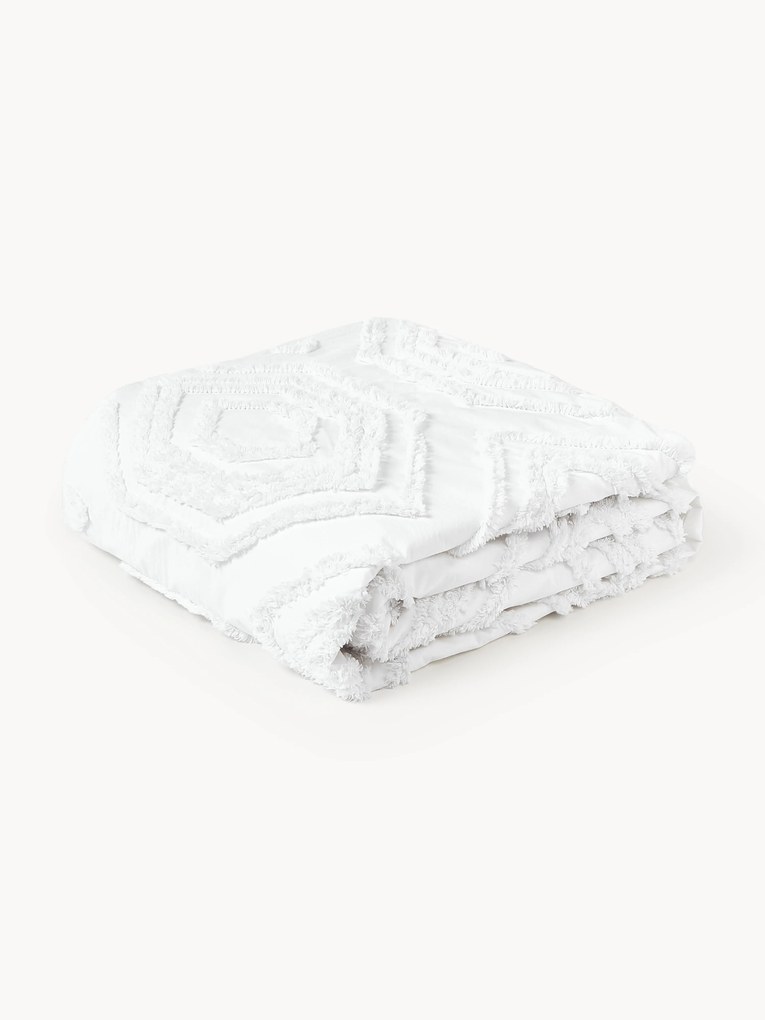 Cotton Percale Bedspread Faye with Tufted Geometric Pattern