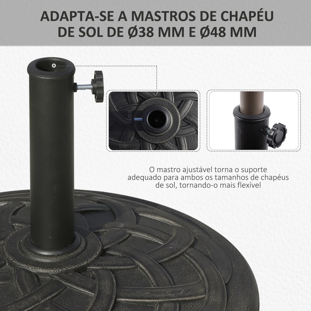 Base para Chapéu de Sol Suporte para Chapéu de Sol de Resina para Jardim terraço Exterior Ø57x35cm Preto e Bronze