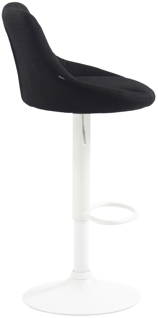 Banco de bar Lazio em tecido e com estrutura branca 46 x 83-104 x 49 cm Preto