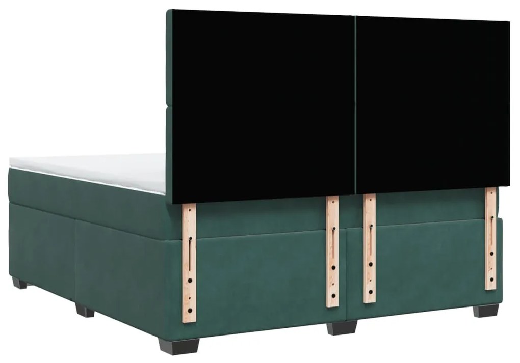 Cama com molas/colchão 180x200 cm veludo verde-escuro