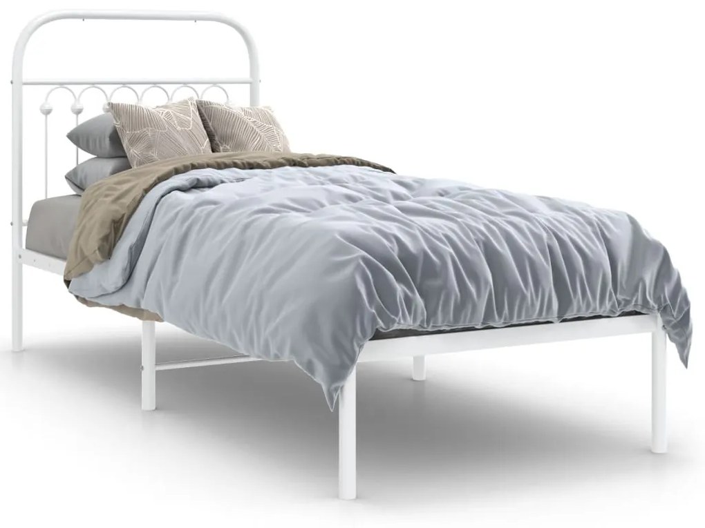 Estrutura de cama com cabeceira 80x200 cm metal branco