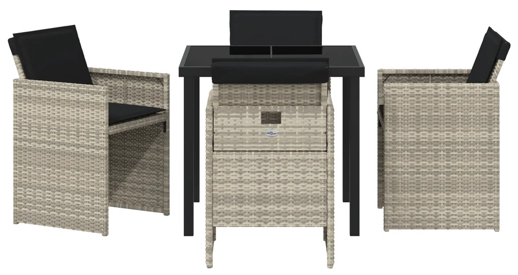 Conjunto de Jantar de Jardim de 5 Peças com Almofadas Cinzento Claro e