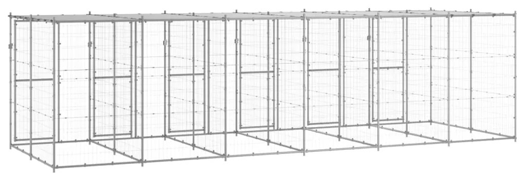 Canil de exterior com telhado 14,52 m² aço galvanizado