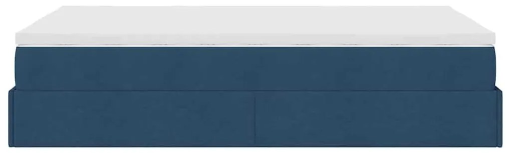Estrutura de cama otomana com colchão 120x200 cm tecido azul