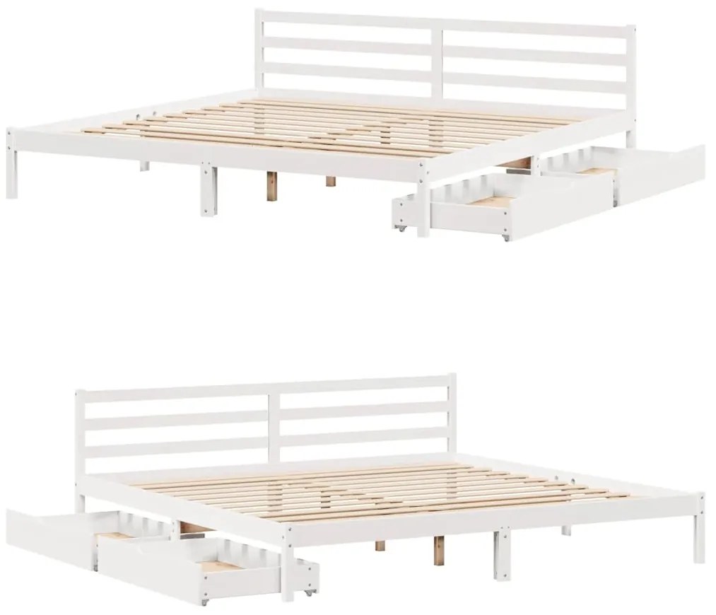 Cama sem colchão 180x200 cm madeira de pinho maciça branco