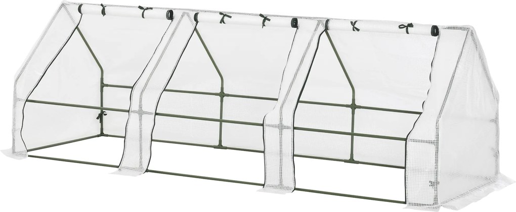 Mini-estufa de jardim, mini-estufa em túnel, 270 L x 90 L x 90 A cm, telhado pontiagudo, aço, PE de alta densidade 140 g/m², proteção anti-UV, janelas