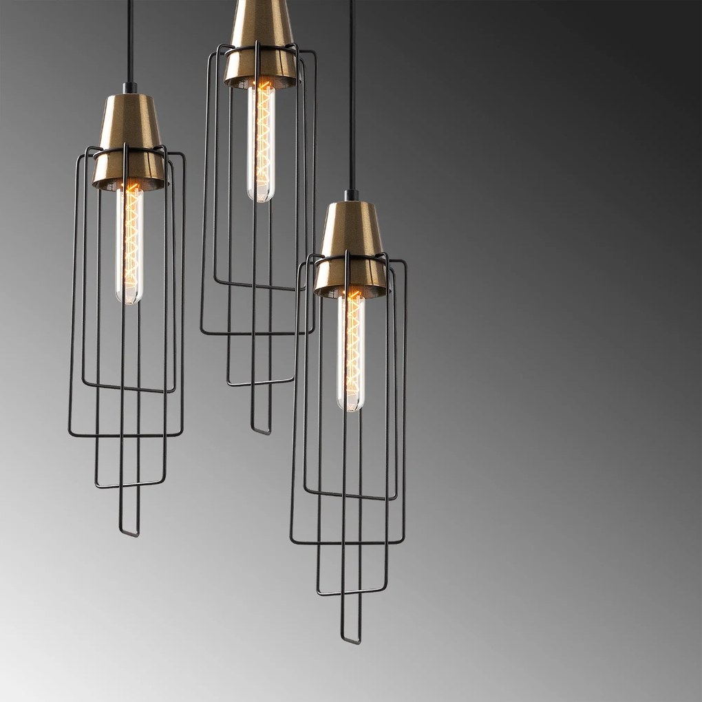 Candeeiro Chandelier Wire – Preto – 36 x 36 cm