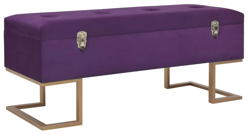 Banco com compartimento de arrumação 105 cm veludo roxo