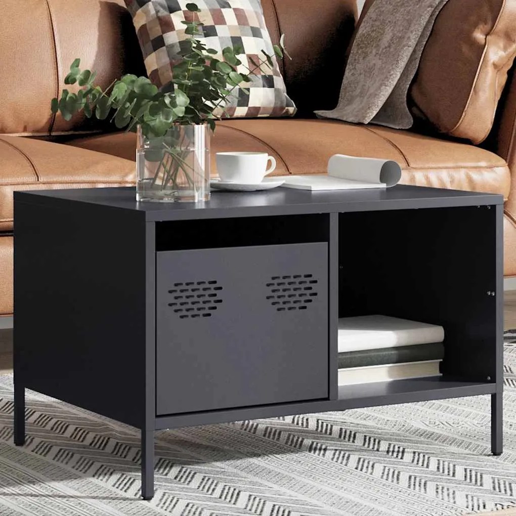 Mesa de centro 68,5x50x43,5 cm aço laminado a frio antracite