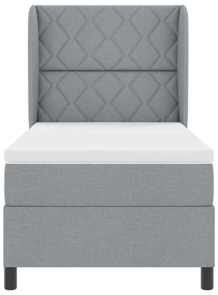 Cama Box com Colchão - Cinza Claro, 90x200 cm, Tecido