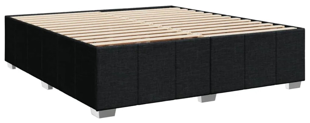Cama com molas/colchão 200x200 cm tecido preto