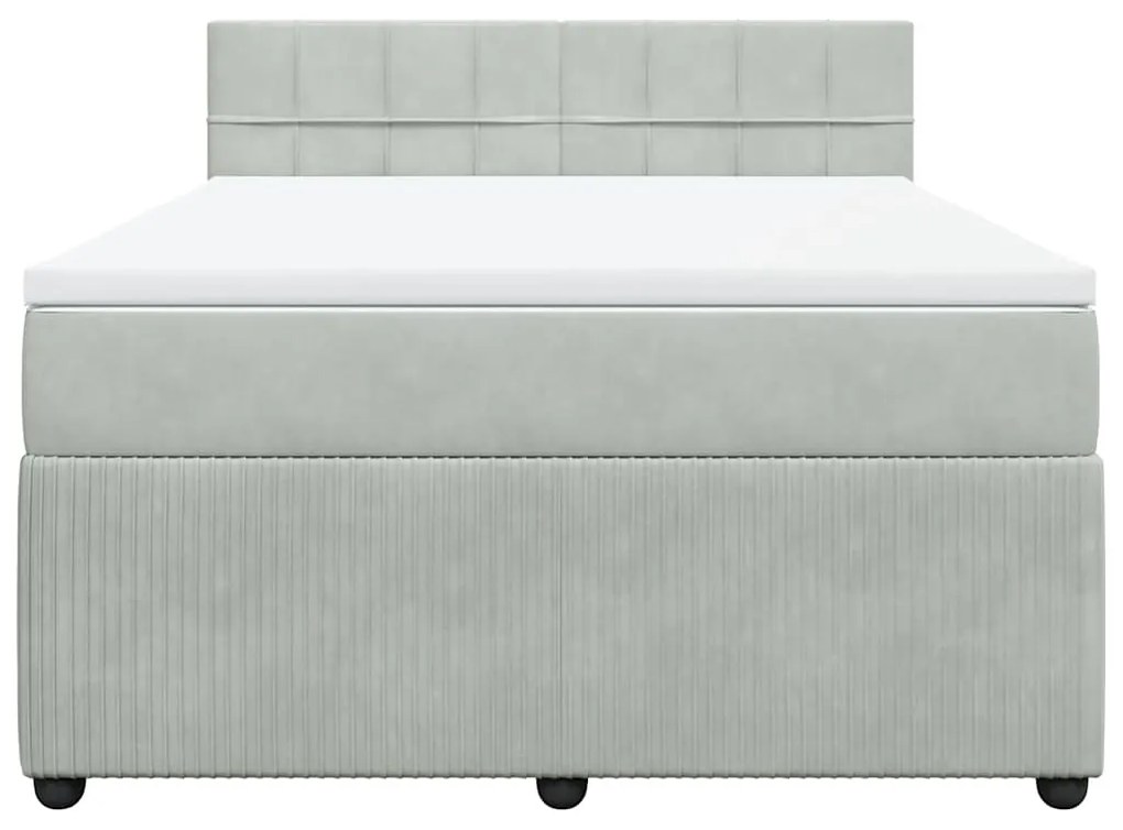 Cama com molas/colchão 160x200 cm veludo cinzento-claro