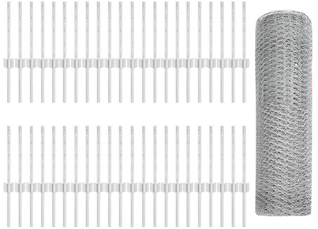 Postes de Cerca vidaXL 11 pcs U-Channel 40 cm Aço Galvanizado, Cerca H