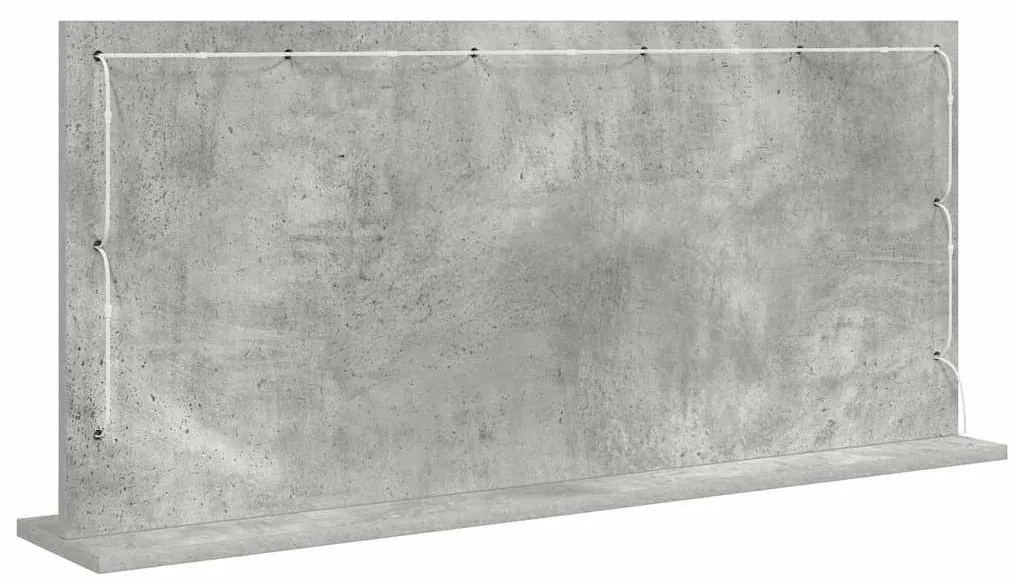 Espelho de Maquilhagem com Luzes LED Cinza Concreto 100x45x18 cm
