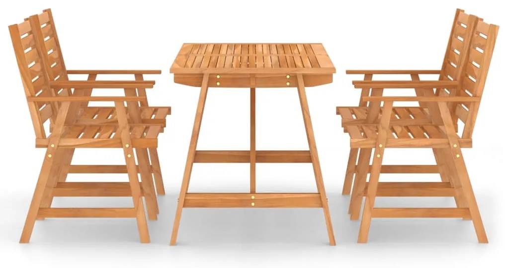 5 pcs conjunto de jantar para jardim madeira de acácia maciça