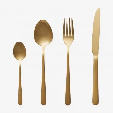 Conjunto De Talheres De 16 Peças Em Aço Inoxidável Sornia Dourado - Sklum