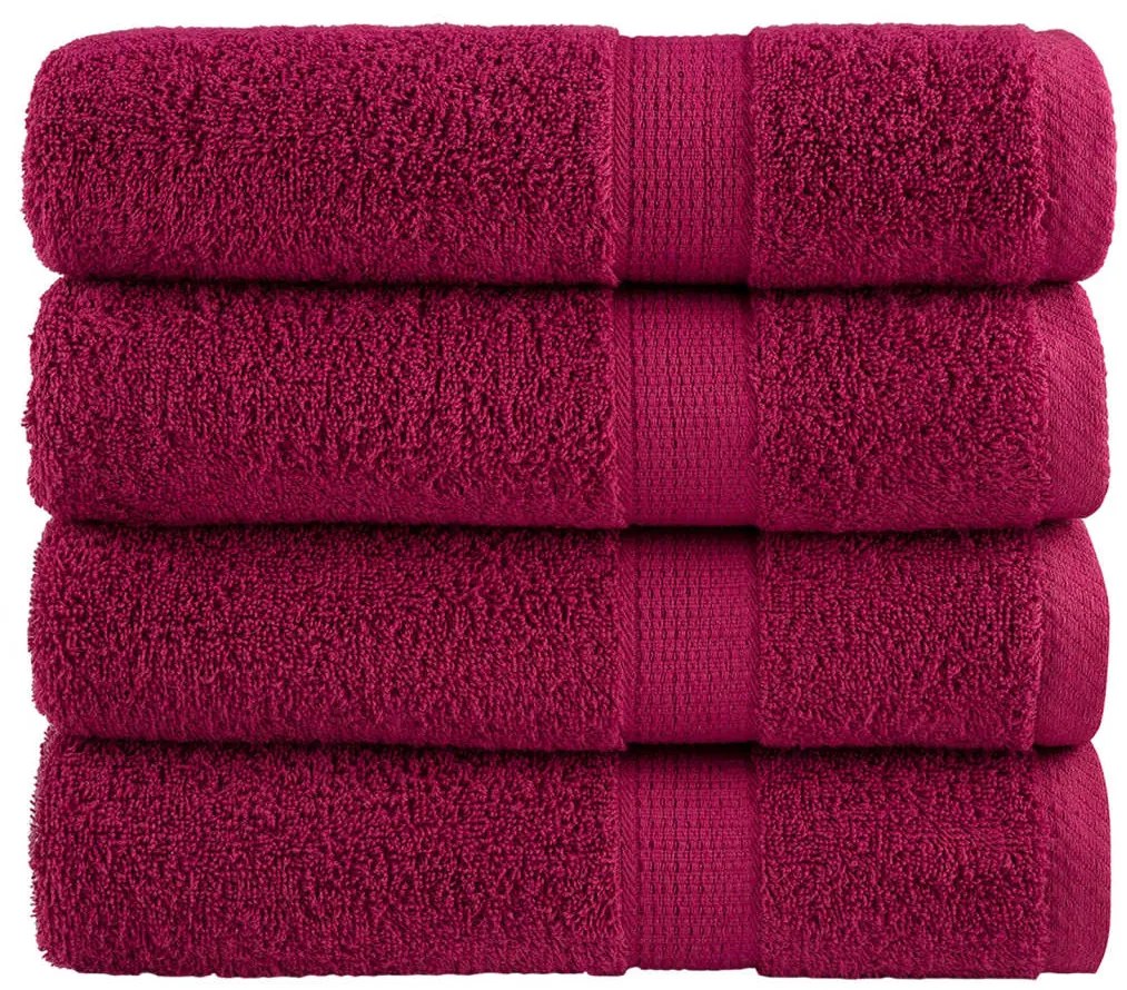 vidaXL Toalhas de banho premium SOLUND 4pcs 100x150 cm 600 gsm bordô