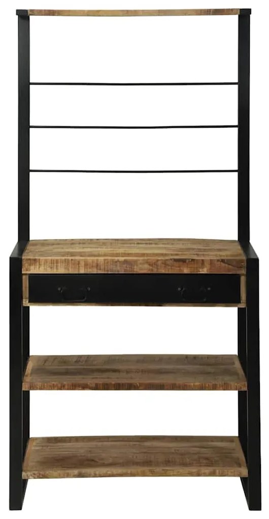 Suporte de Cozinha 80x40x160 cm em Madeira Rústica Maciça