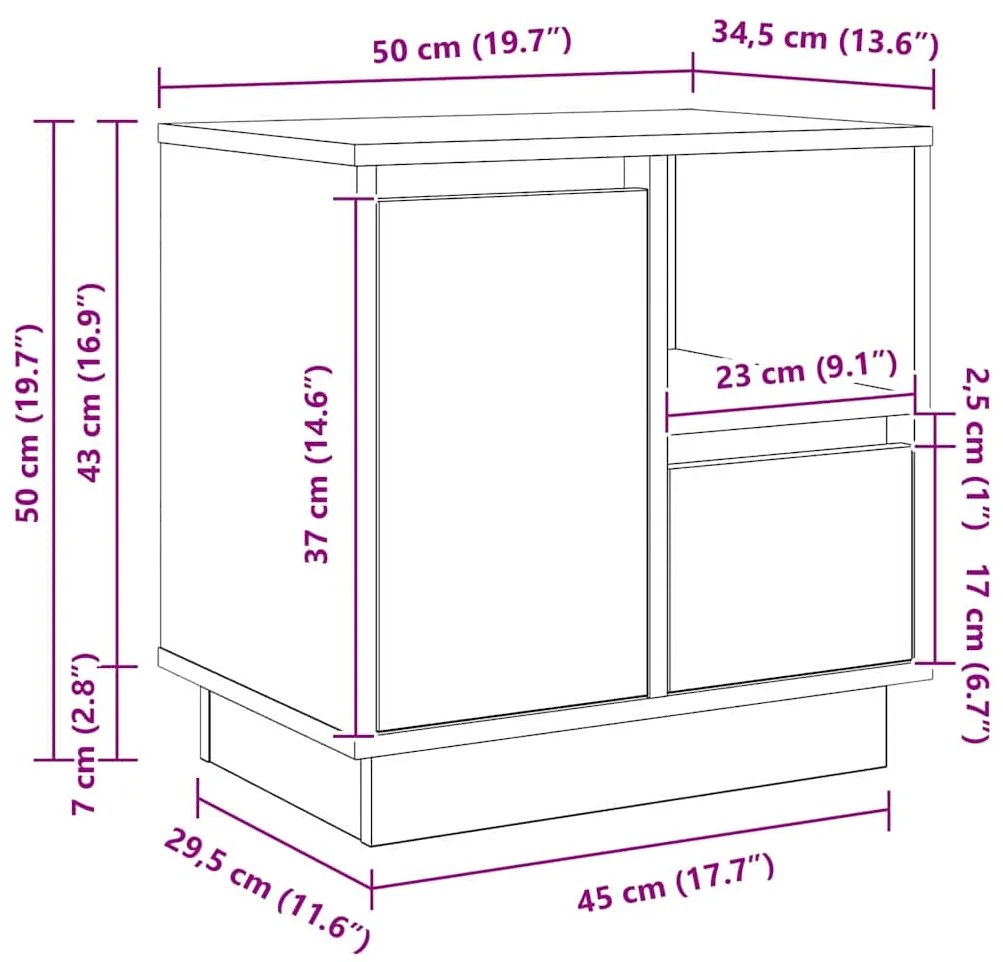 Camas de Cabeceira com LED 2 pcs Carvalho Artesanal 50x34,5x50 cm