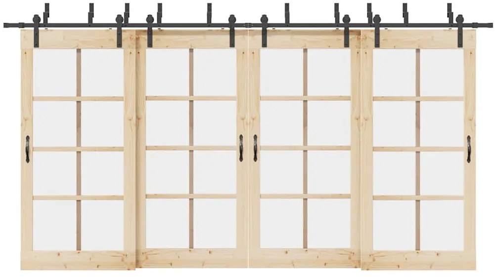Kit de ferragens para porta deslizante 427 cm aço preto