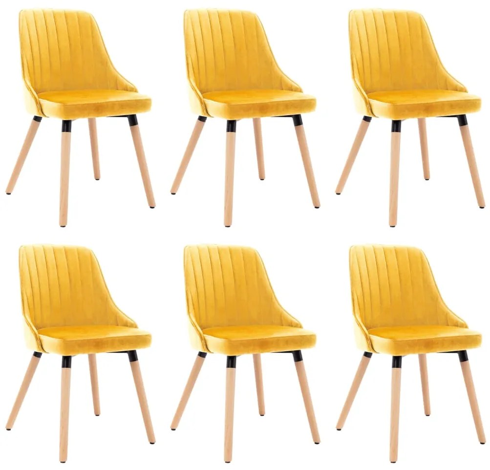 vidaXL Cadeiras de jantar 6 pcs veludo amarelo