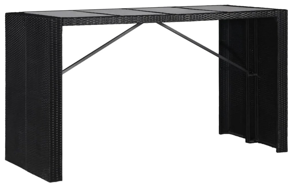 Conjunto de jantar para exterior 9 pcs vime PE preto