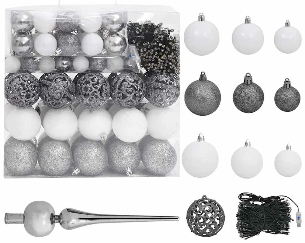 Árvore Natal artificial pré-iluminada c/ bolas 210cm PVC azul