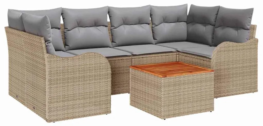 Conjunto de Sofá de Jardim com 7 Peças com Almofadas de Rattan Poliést