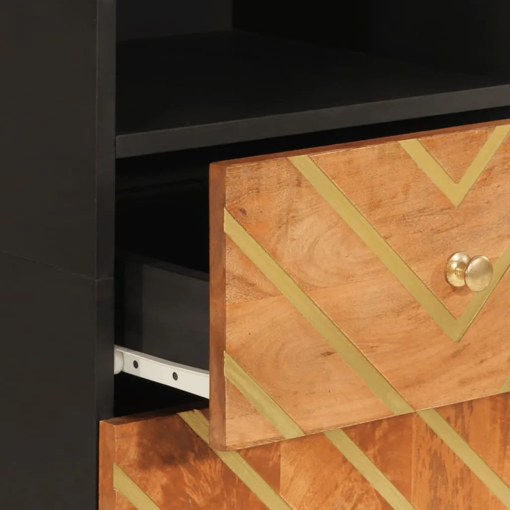3 pcs conjunto de móveis p/ WC mangueira maciça castanho/preto