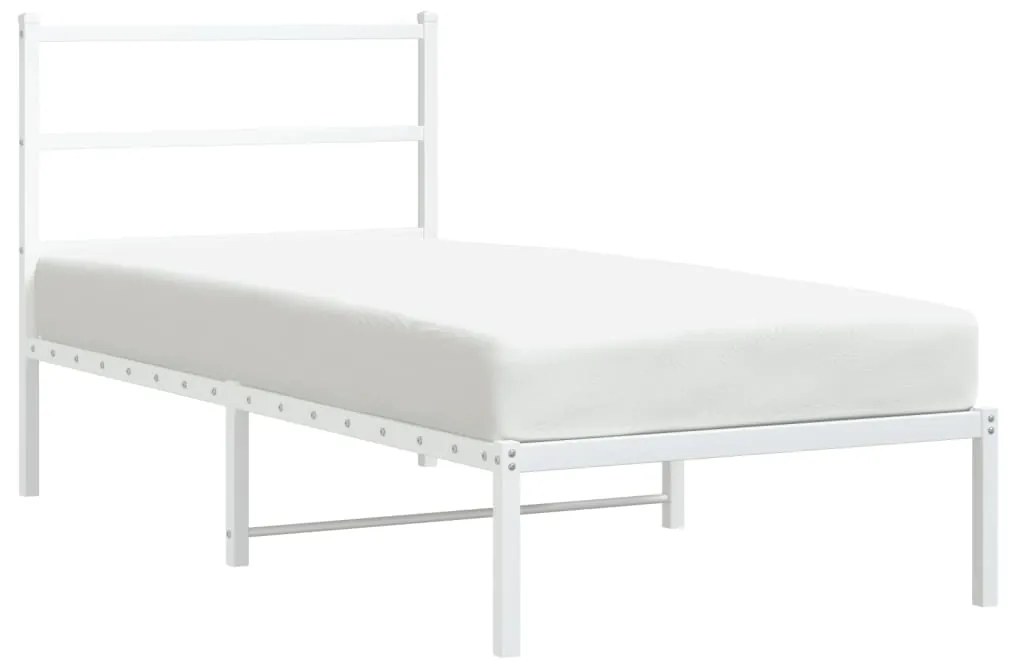 Estrutura de cama com cabeceira 90x190 cm metal branco