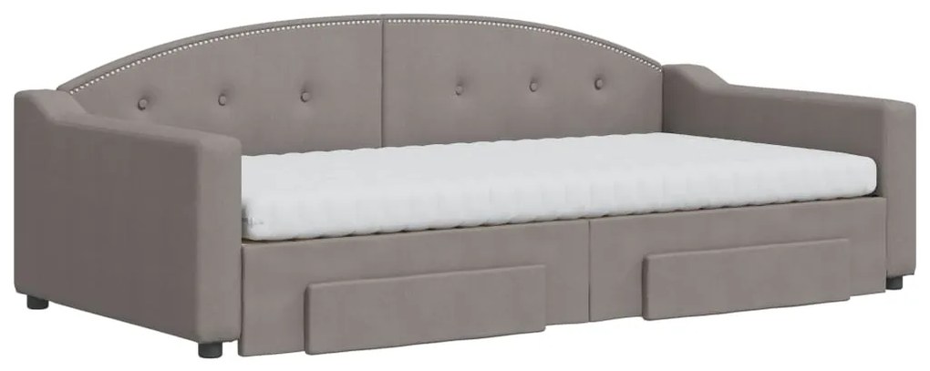 Sofá-cama c/ gavetão/gavetas 100x200cm tecido cinza-acastanhado