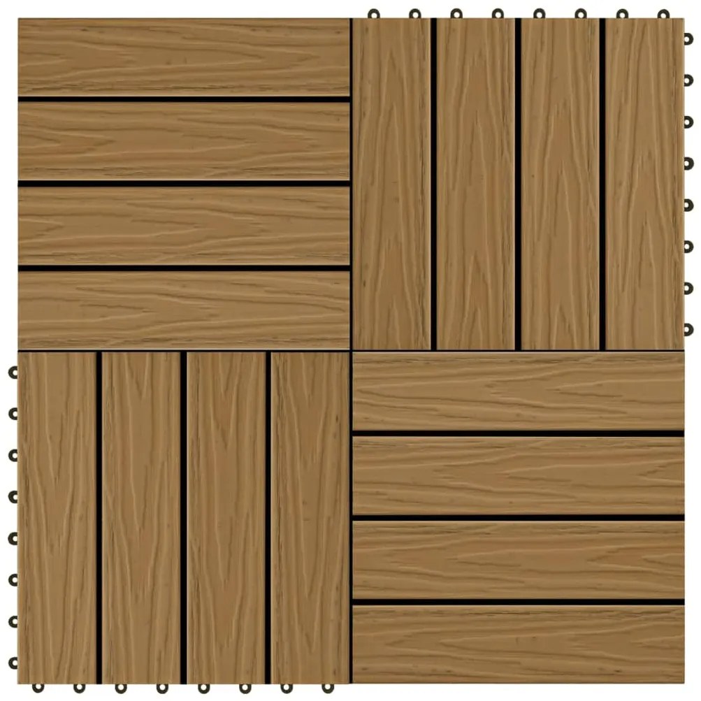 Ladrilho pavimento relevo profundo 11 pcs WPC 1m² cor de teca