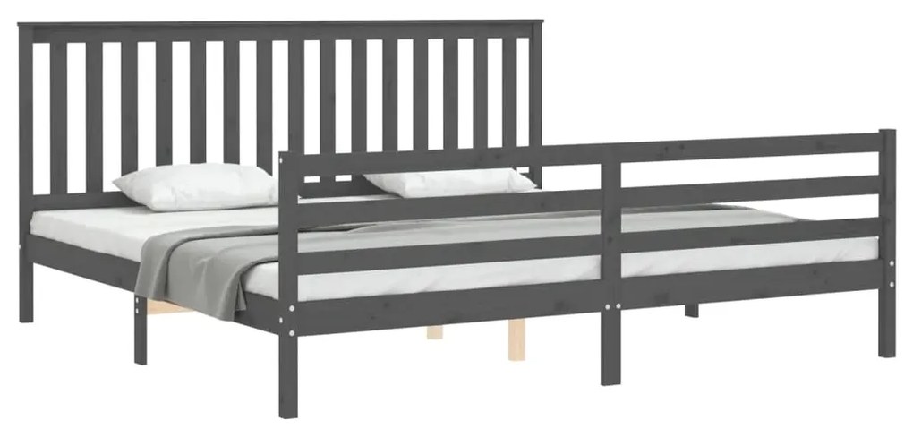 Estrutura de cama com cabeceira 200x200 cm madeira maciça cinza