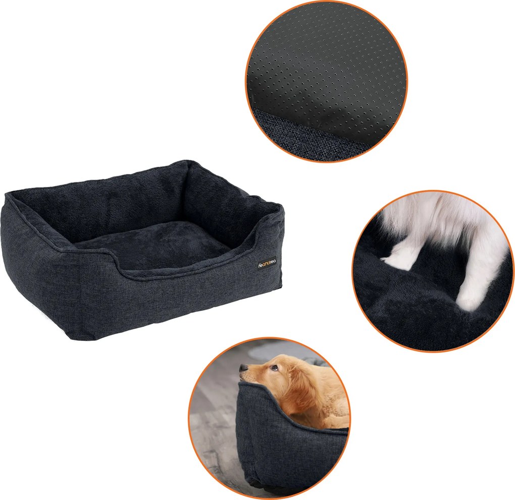 Cama para cães com capa removível, 70 x 55 x 21 cm cinzento escuro