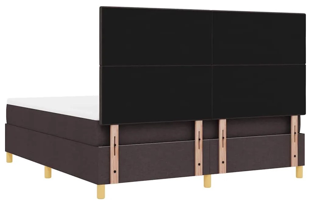 Camas Box Spring com Colchão e LED Castanho Escuro 180x200 cm Tecido